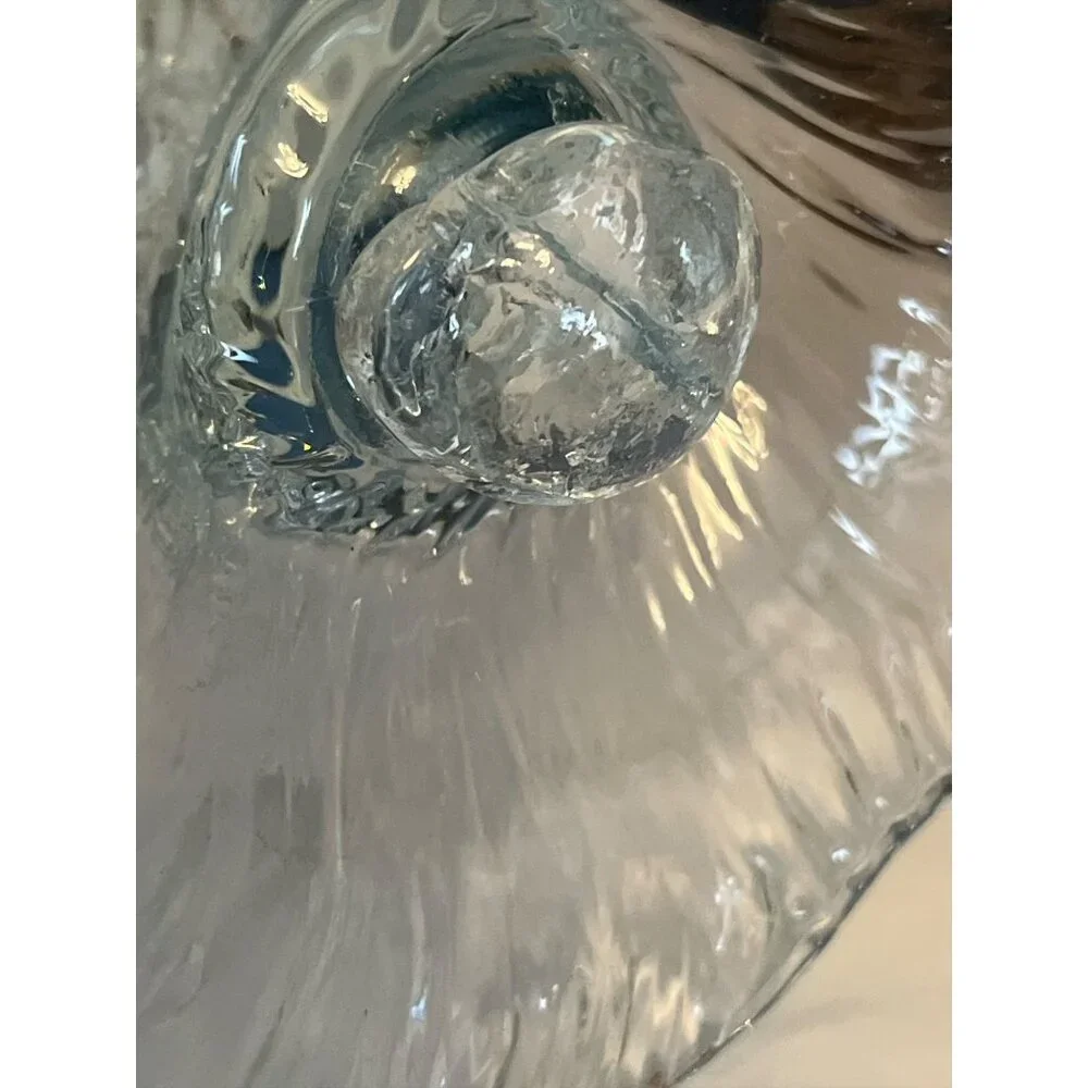 Vintage Faviluso Hand-Blown Art Glass Trumpet Vase – Green Edged Clear Glass – M